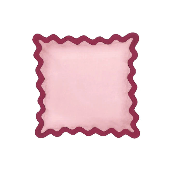 24" Scalloped Edge Square Throw Pillow Cover - Luxury Velvet & Linen Decorative Cushion