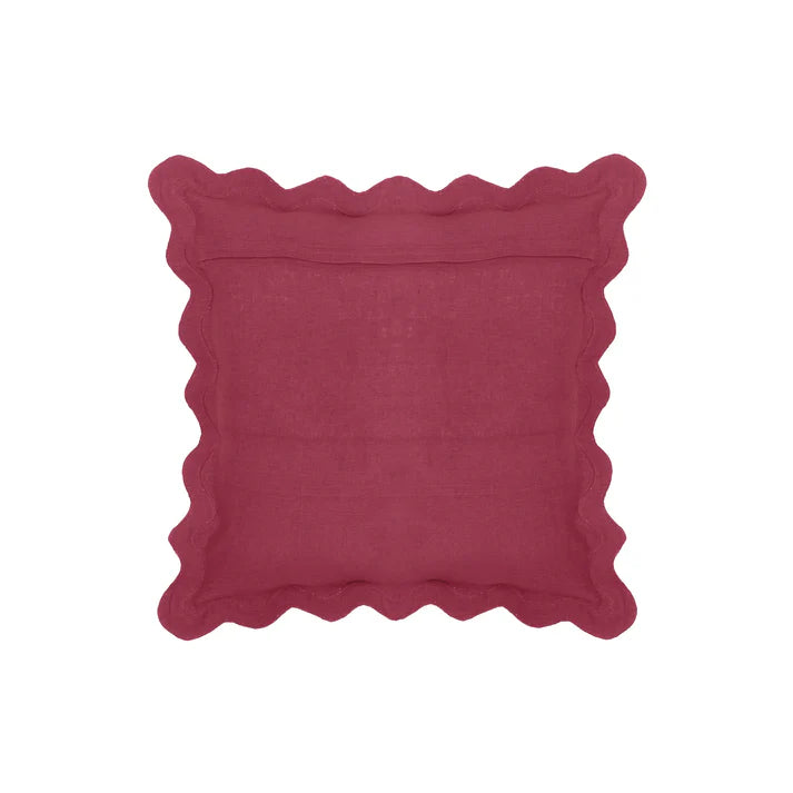 24" Scalloped Edge Square Throw Pillow Cover - Luxury Velvet & Linen Decorative Cushion