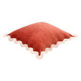 24" Scalloped Edge Square Throw Pillow Cover - Luxury Velvet & Linen Decorative Cushion