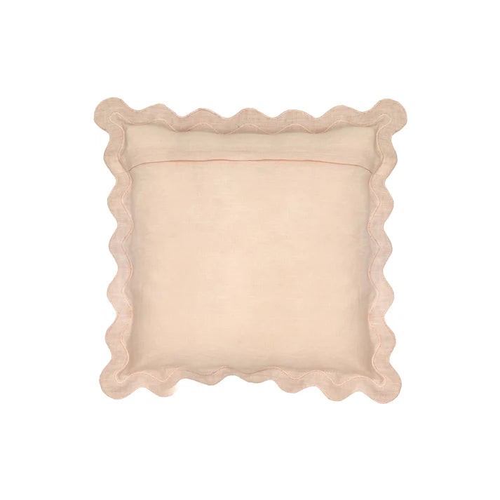 24" Scalloped Edge Square Throw Pillow Cover - Luxury Velvet & Linen Decorative Cushion