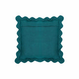 24" Scalloped Edge Square Throw Pillow Cover - Luxury Velvet & Linen Decorative Cushion