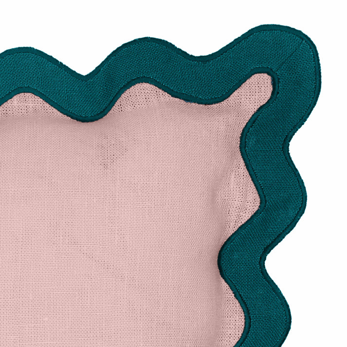 24" Scalloped Edge Square Throw Pillow Cover - Luxury Velvet & Linen Decorative Cushion