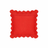 24" Scalloped Edge Square Throw Pillow Cover - Luxury Velvet & Linen Decorative Cushion