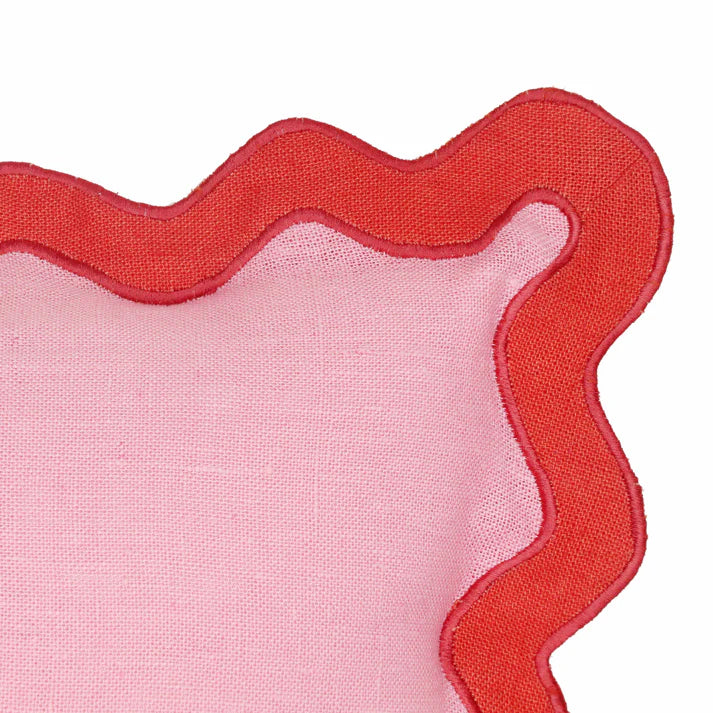 24" Scalloped Edge Square Throw Pillow Cover - Luxury Velvet & Linen Decorative Cushion