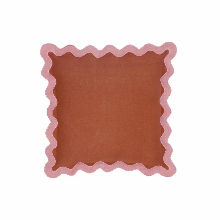 24" Scalloped Edge Square Throw Pillow Cover - Luxury Velvet & Linen Decorative Cushion