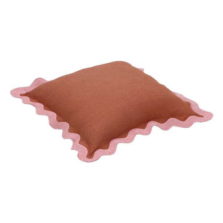 24" Scalloped Edge Square Throw Pillow Cover - Luxury Velvet & Linen Decorative Cushion