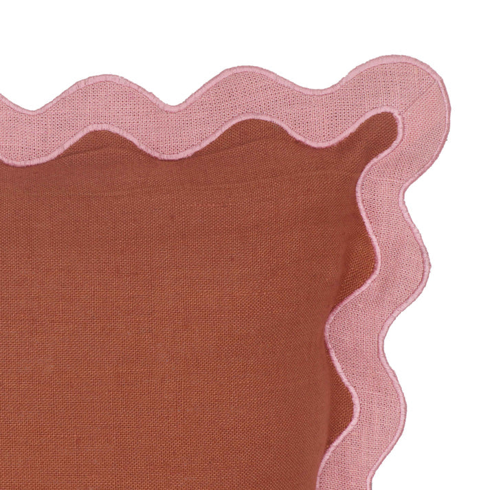 24" Scalloped Edge Square Throw Pillow Cover - Luxury Velvet & Linen Decorative Cushion
