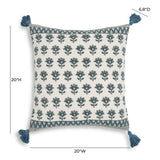 Blossom 20" Printed Cotton Tassel Accent Cushion Cover