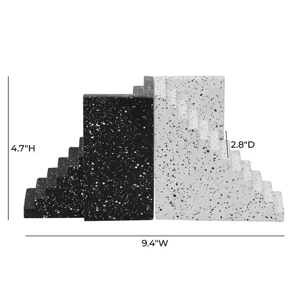 Gabby Bookends in Speckled Concrete - Sculptural Modern Shelf Decor for Bookshelf & Home Office dimensions