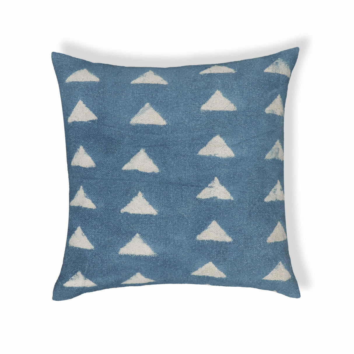 Indigo Triangles 20" Cotton Square Accent Pillow Cover