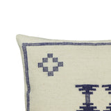 Aztec 20" Cream & Indigo Wool Square Accent Cushion Cover