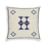 Aztec 20" Cream & Indigo Wool Square Accent Cushion Cover