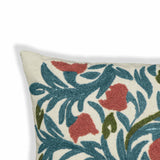 Tulip 20" Embroidered Floral Wool Square Accent Cushion Cover