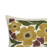 Blossom 24"X16" Embroidered Daisy Wool Accent Cushion