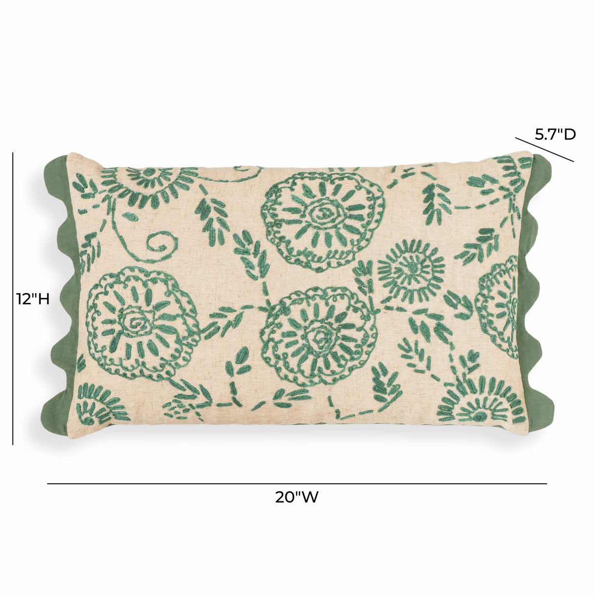 Portia 20"X12" Embroidered Cotton Flex Accent Cushion Cover