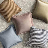 Alessia 20" Striped Ruffle Square Accent Pillow Cover