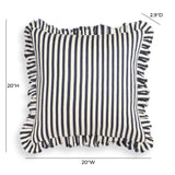 Alessia 20" Striped Ruffle Square Accent Pillow Cover