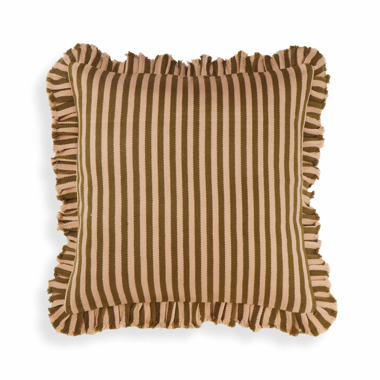 Alessia 20" Striped Ruffle Square Accent Pillow Cover
