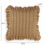Alessia 20" Striped Ruffle Square Accent Pillow Cover