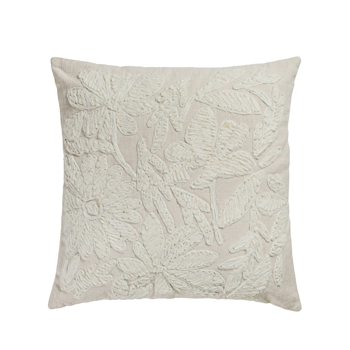 Tabitha 20" Square Embroidered Throw Pillow - View 1