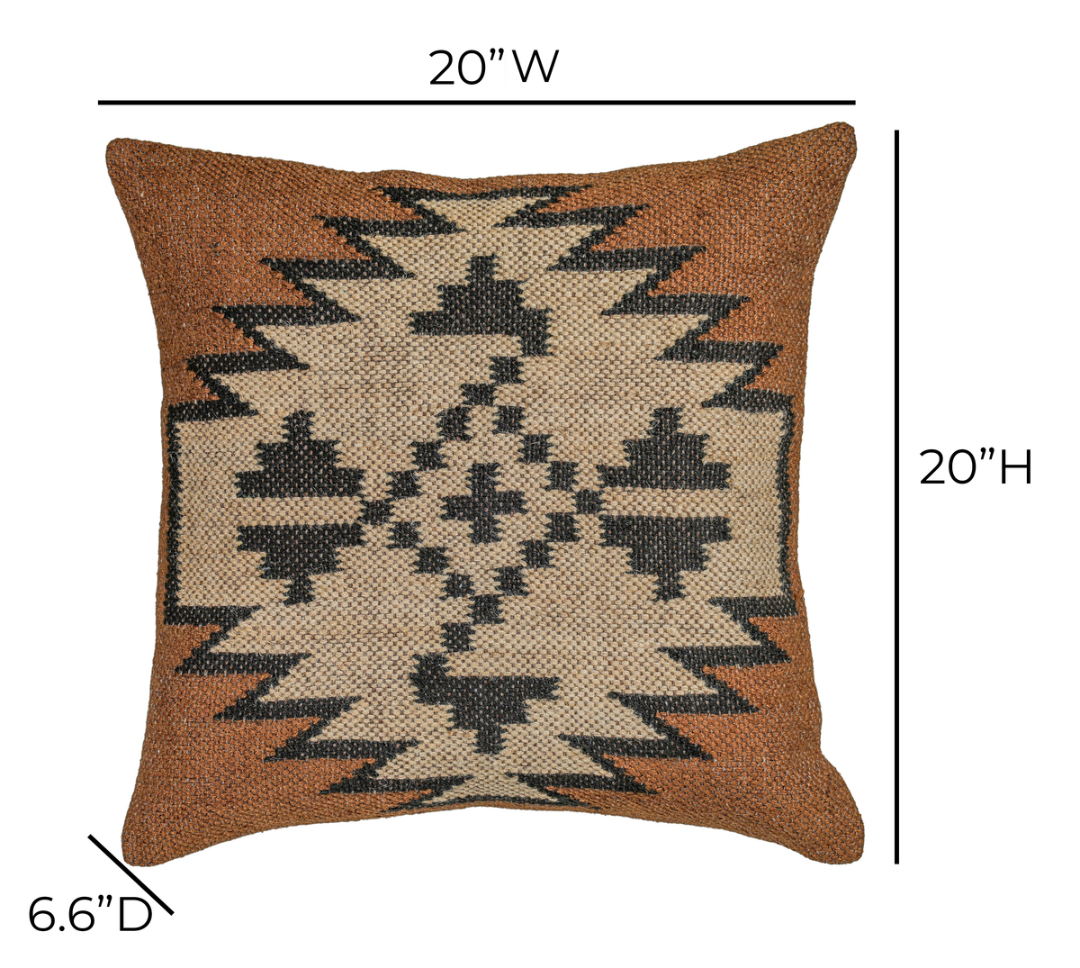 Terra 20" Square Wool and Jute Kilim Throw Pillow - View 9