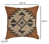 Terra 20" Square Wool and Jute Kilim Throw Pillow - View 9