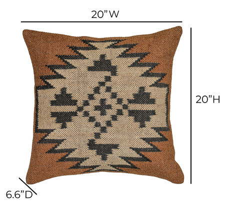 Terra 20" Square Wool and Jute Kilim Throw Pillow - View 9