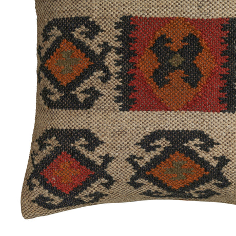 Terra 20" Square Wool and Jute Kilim Throw Pillow - View 16