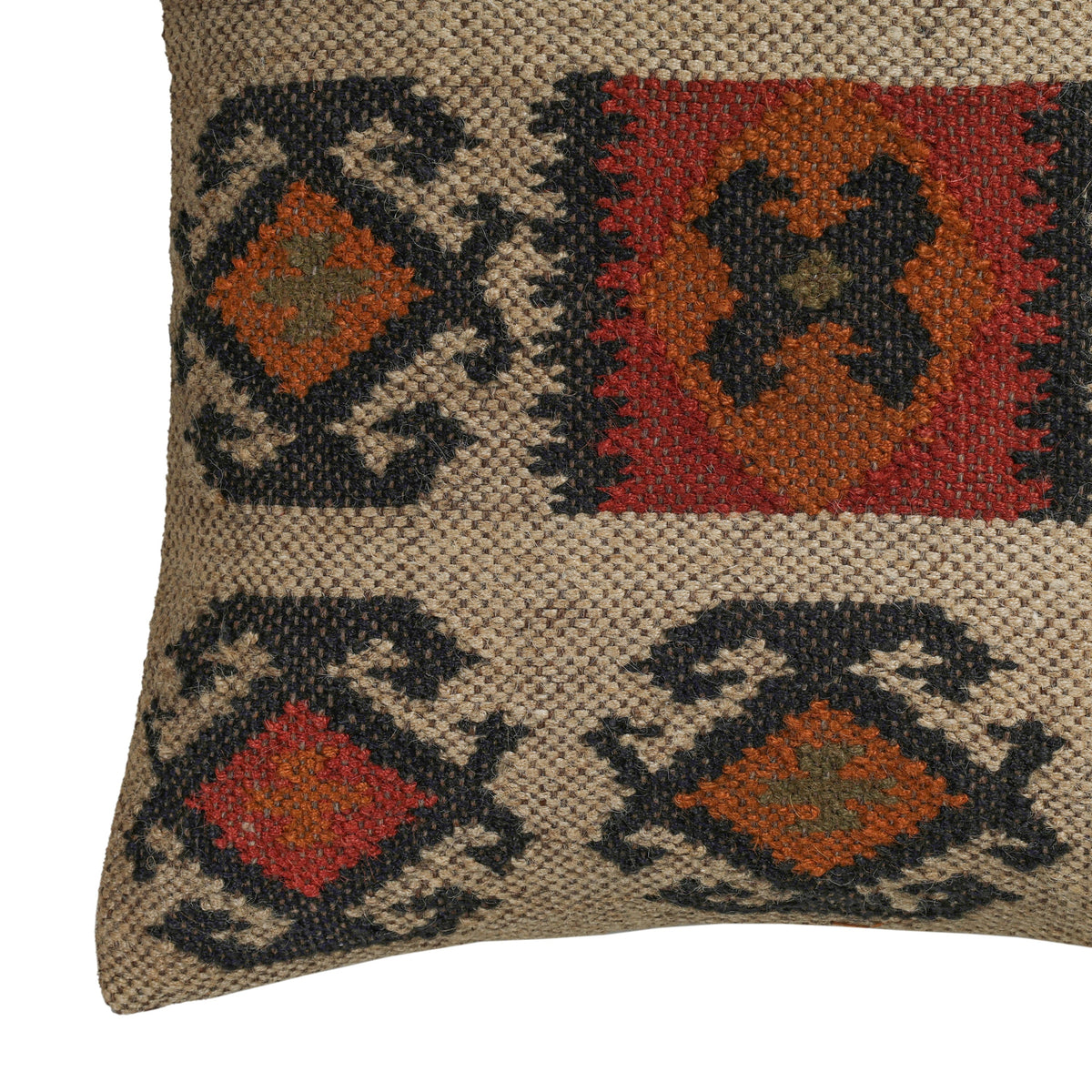 Terra 20" Square Wool and Jute Kilim Throw Pillow - View 12