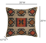 Terra 20" Square Wool and Jute Kilim Throw Pillow - View 18