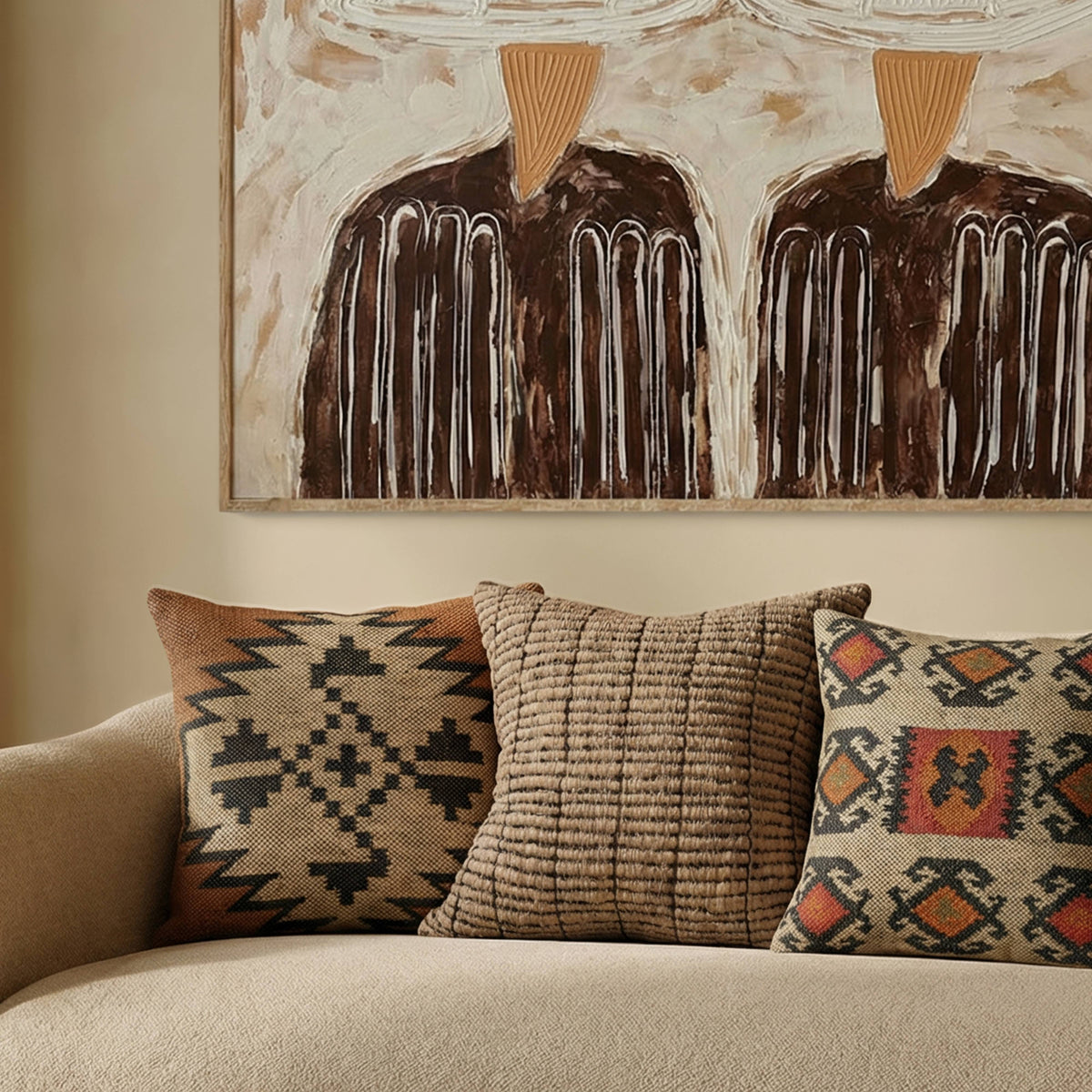 Terra 20" Square Wool and Jute Kilim Throw Pillow - View 15