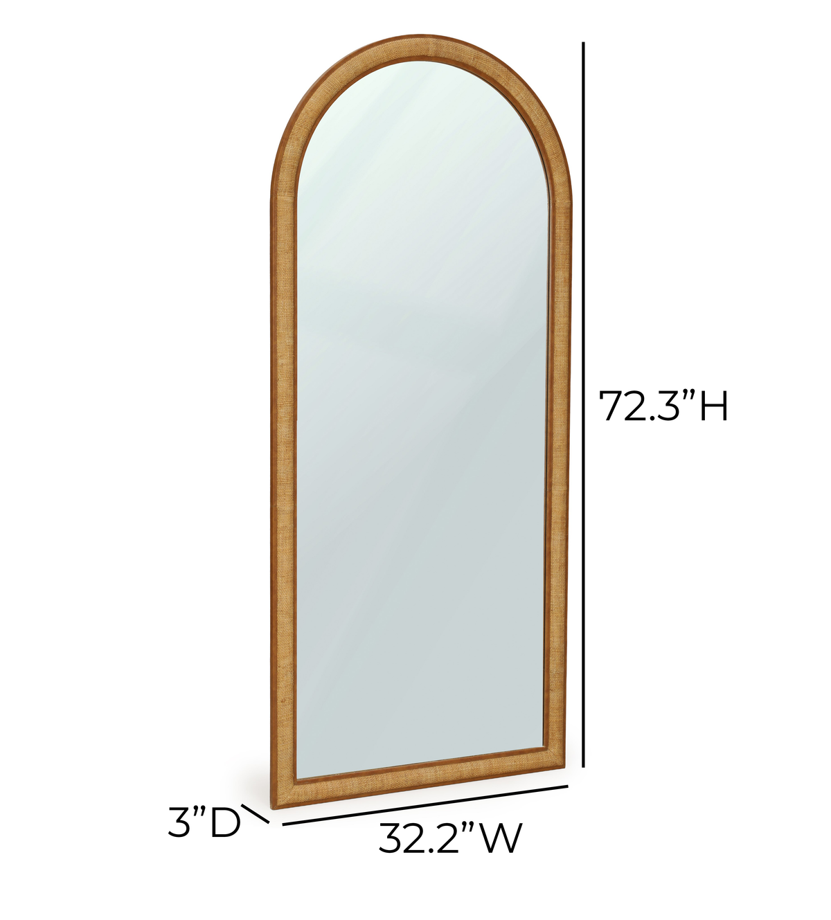Arch 72" Natural Raffia Contract-Grade Floor Mirror - View 6