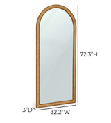 Arch 72" Natural Raffia Contract-Grade Floor Mirror - View 6