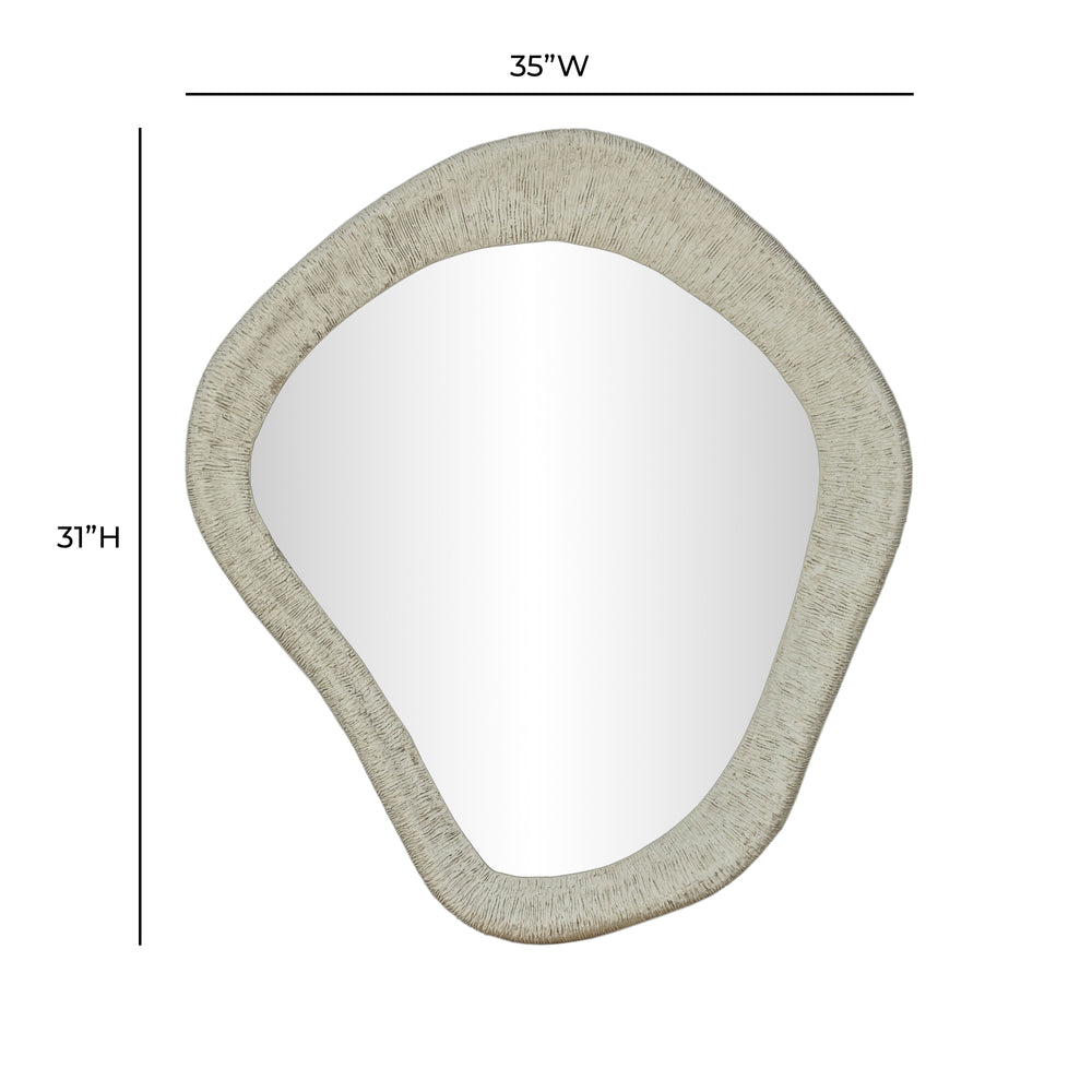 Orpheus 35"X31" Ribbed Faux Stone Wall Mirror dimensions