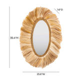 Tribal 25.6"X35.4" Natural Abaca Grass Oval Wall Mirror