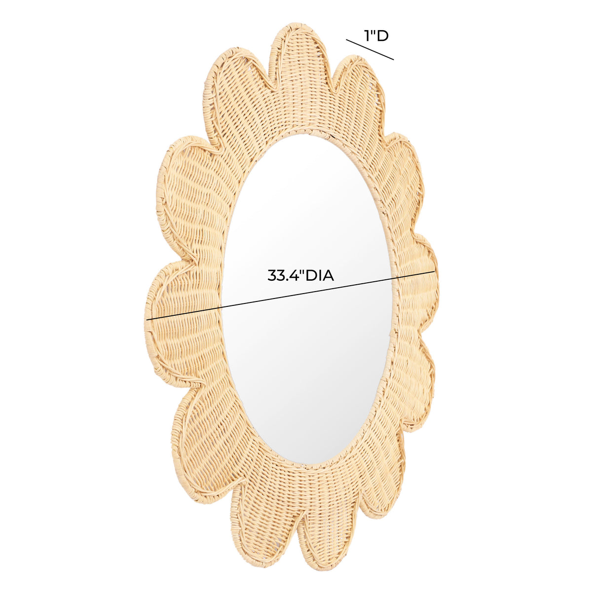 Coralie 33.4" Rattan Round Wall Mirror
