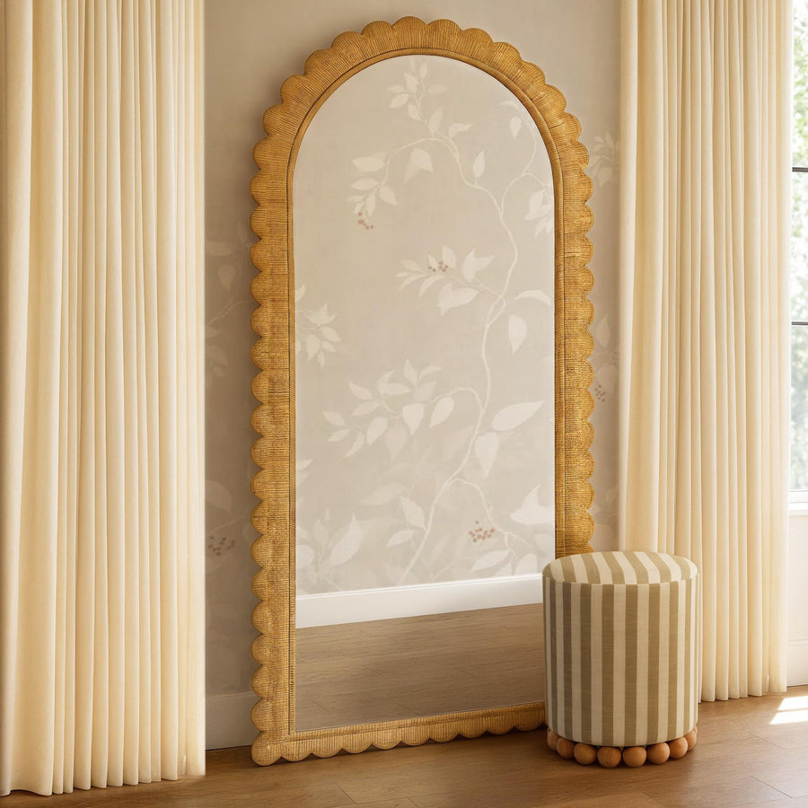 Bama 48" x 79" Jumbo Natural Rattan Arched Wall Mirror