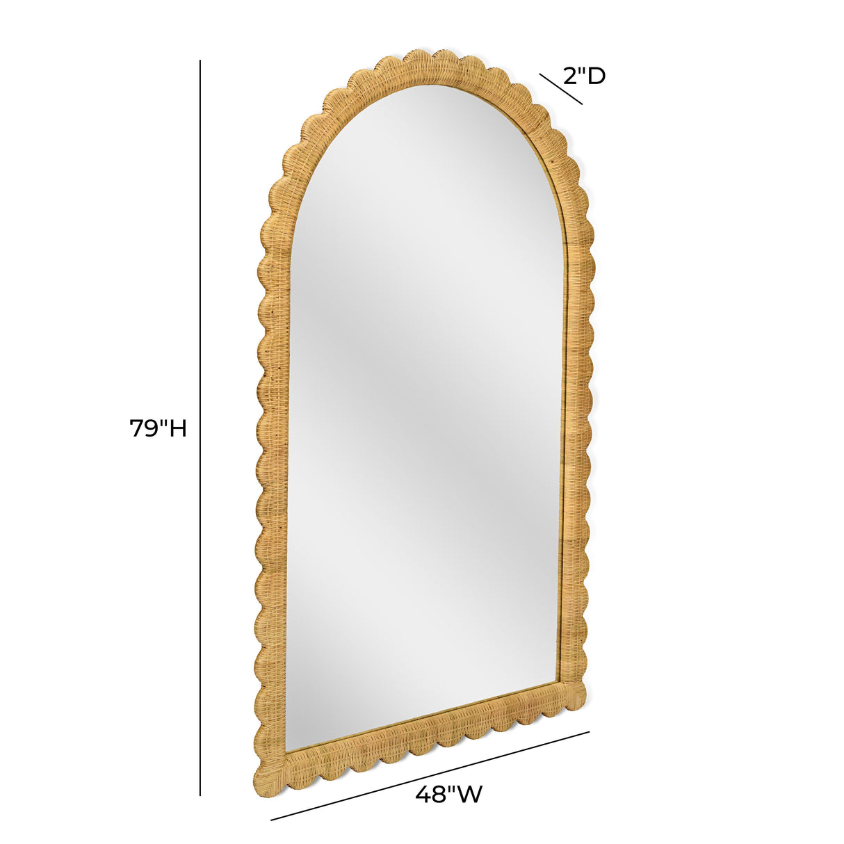 Bama 48" x 79" Jumbo Natural Rattan Arched Wall Mirror