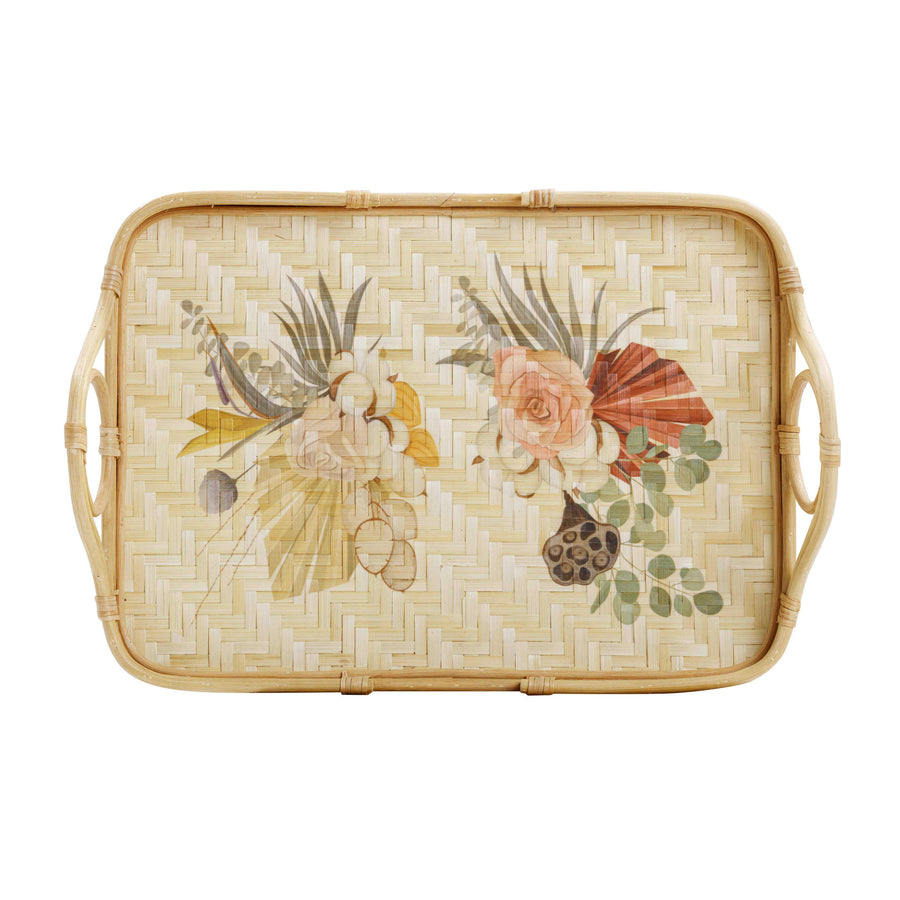 Corey Floral Bamboo Tray