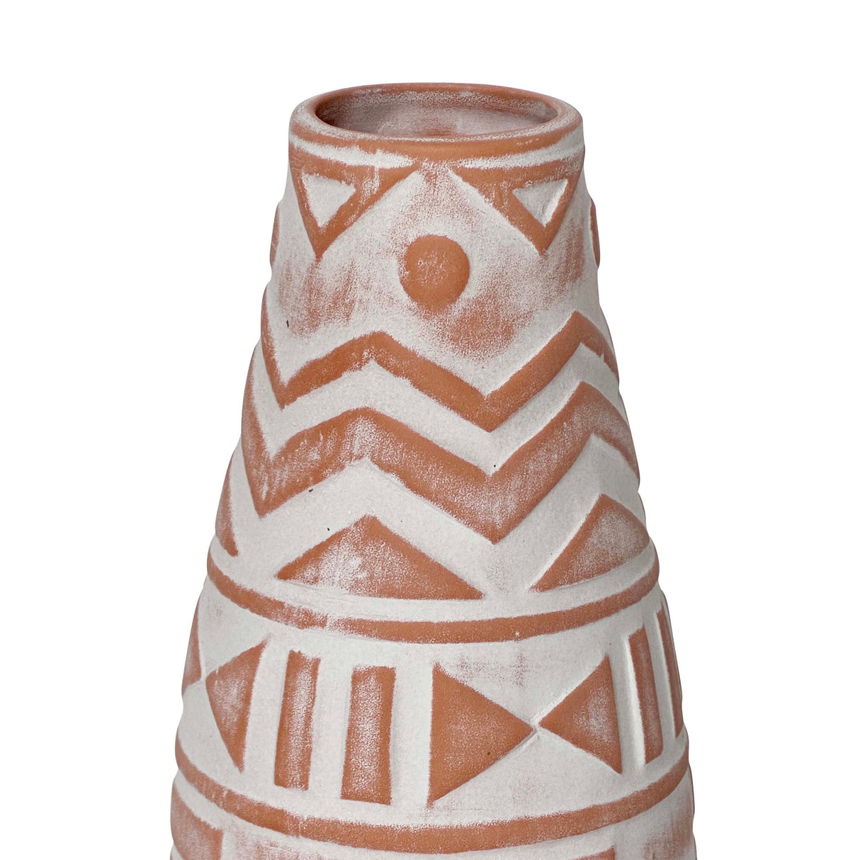 Earthenware Aztec Teardrop Flower Vase in Terracotta