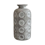 Earthenware Aztec Tub Flower Vase in Grey
