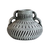 Earthenware Aztec Wide Flower Vase in Blue