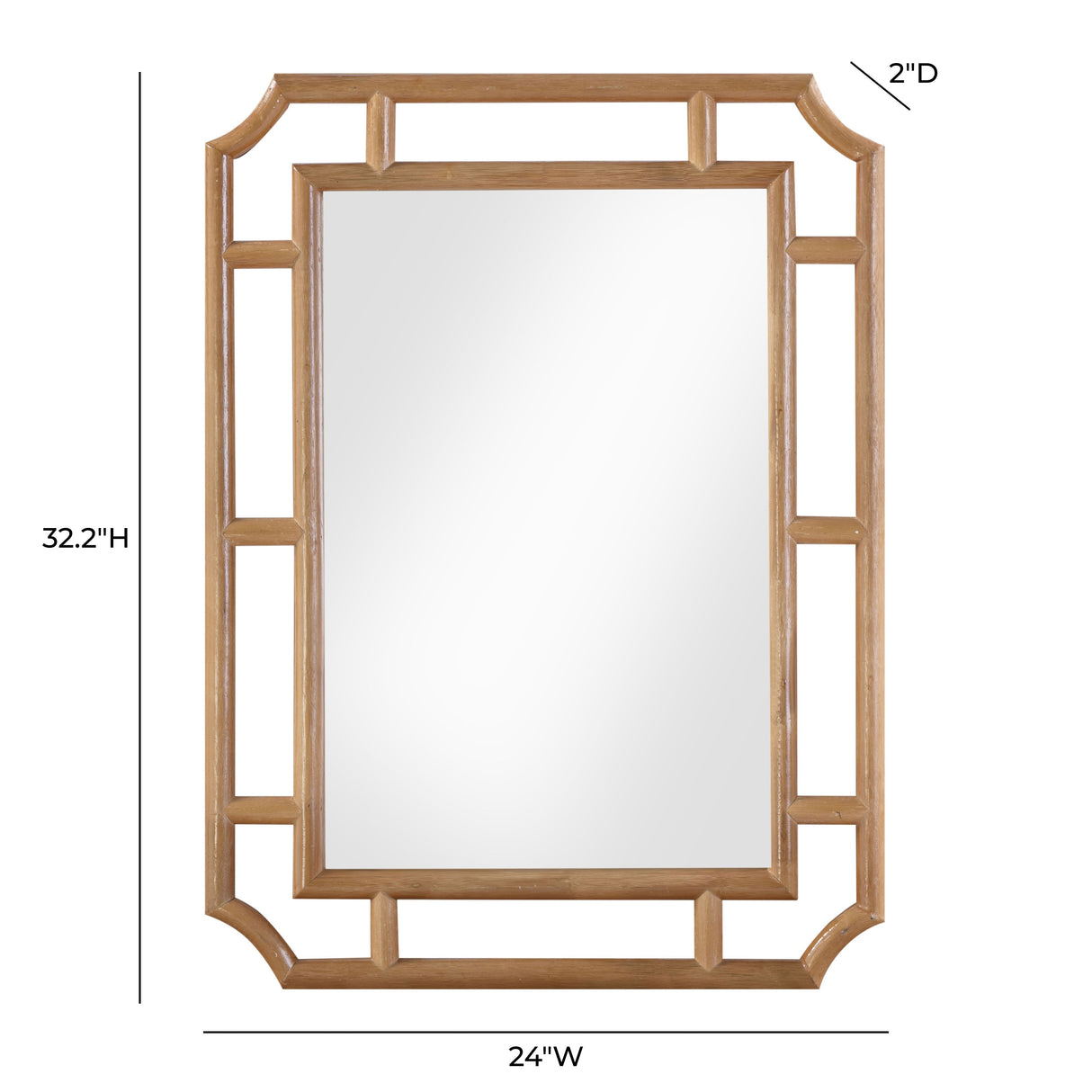 Cienna 24"x32.2" Natural Rattan Wall Mirror