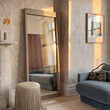 Aimee 44"X77" Solid Brushed Ash Floor Mirror - View 1