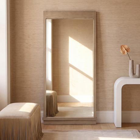 Aimee 44"X77" Solid Brushed Ash Floor Mirror - View 9