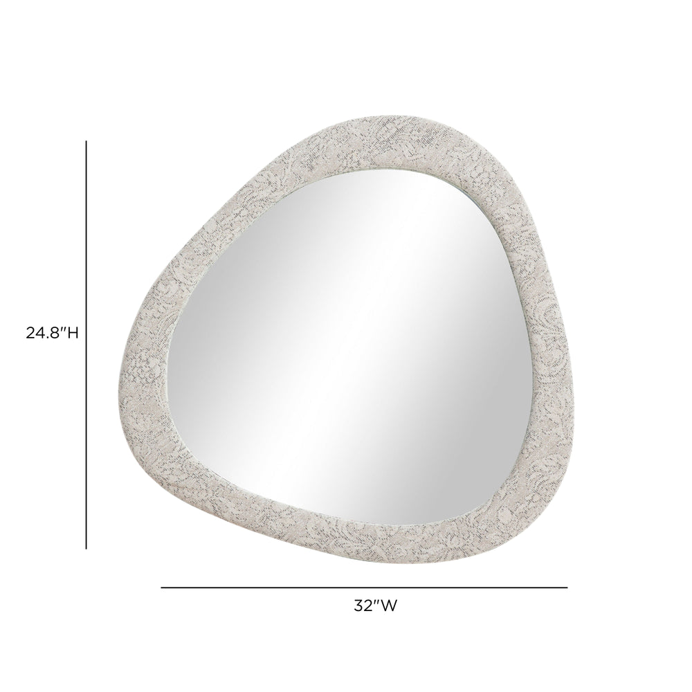 Klaryss Woven Neutral Floral Jacquard Wall Mirror - Organic Modern & Sculptural Decor dimensions