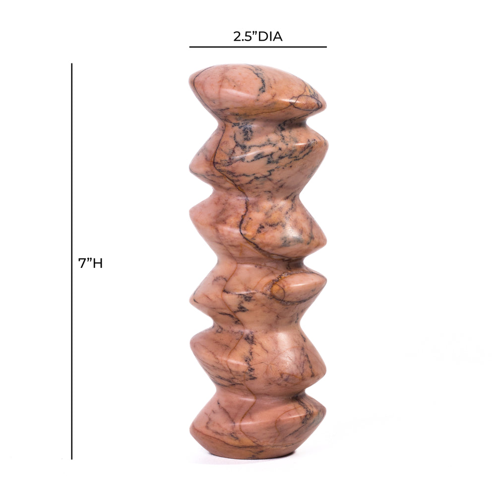 Marble Sunset Pink Cairn Tall Decorative Object dimensions