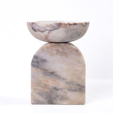 Marble White Brown Balanced Candle Holder - View 1
