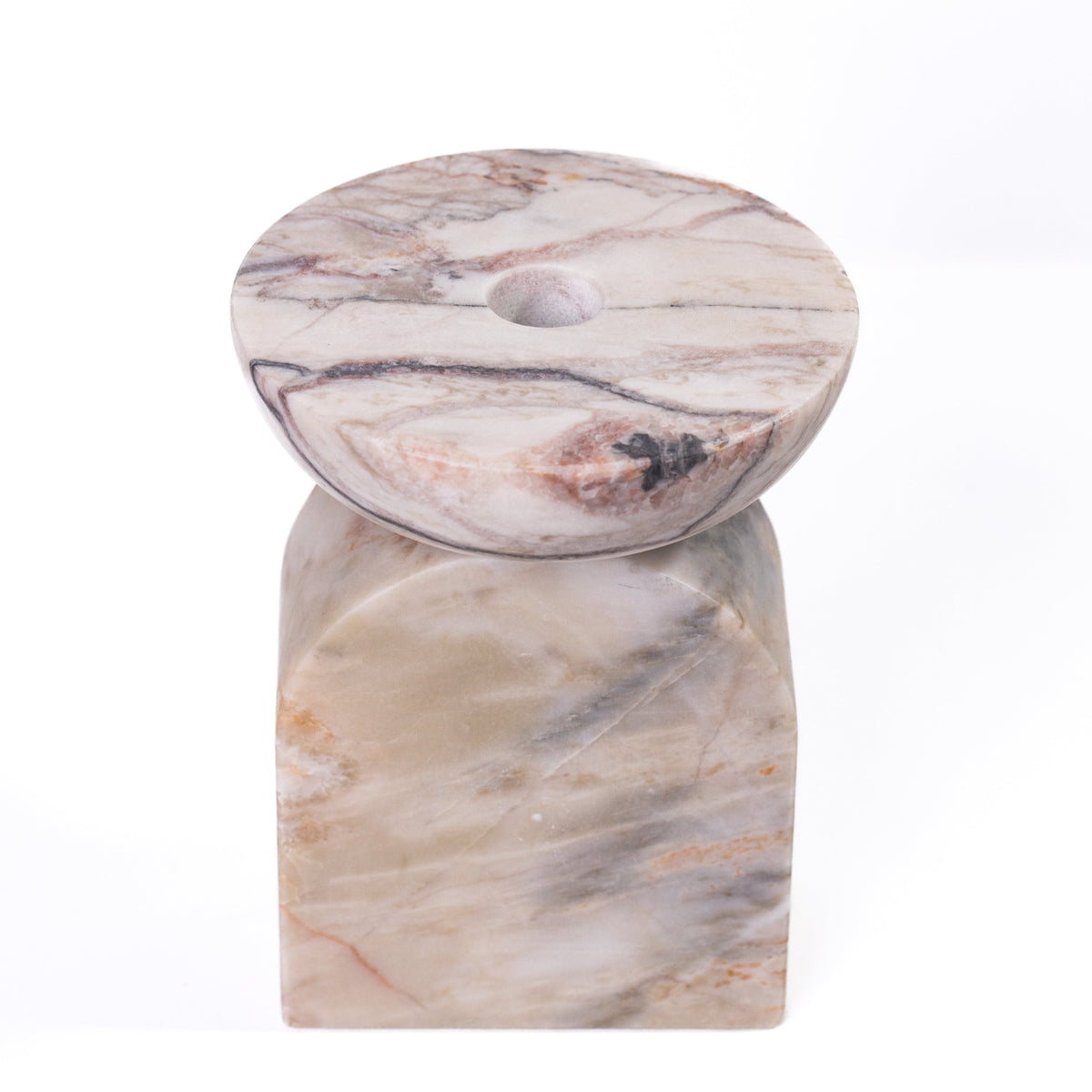 Marble White Brown Balanced Candle Holder - View 5