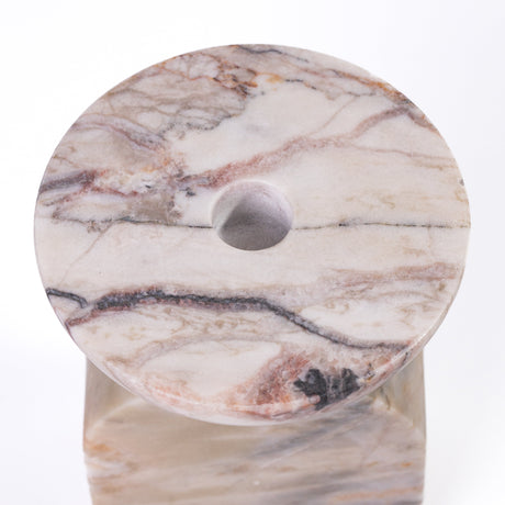 Marble White Brown Balanced Candle Holder - View 6